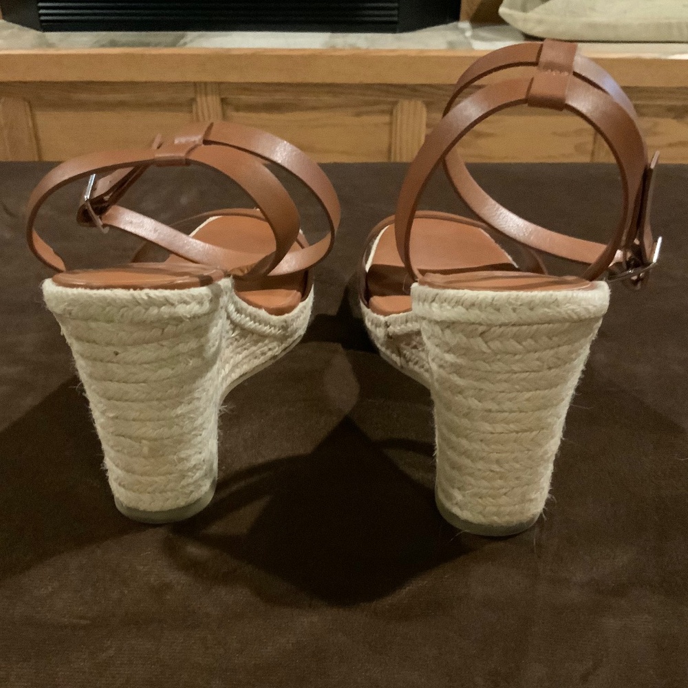 A New Day Brown 8.5 Wedge Platform Sandal Coastal Cottagecore Classic Scandi - Picture 6 of 8